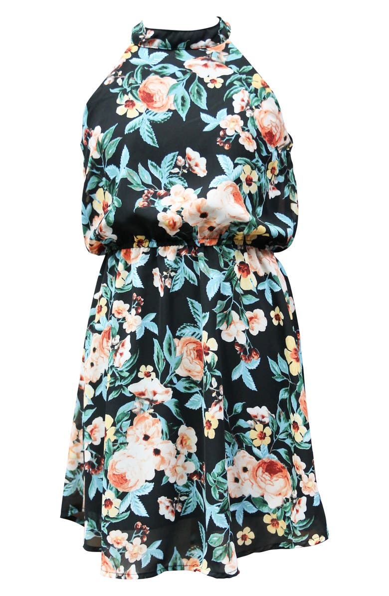 Ava & Yelly Mock Neck Skater Dress, Main, color, 