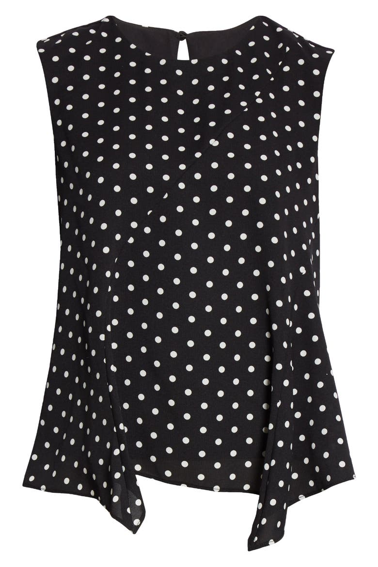 Leslie Small Dot Sleeveless Top, Alternate, color, BLACK/WHITE