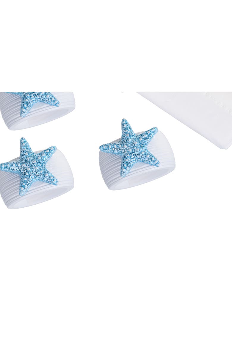 Blue Sea Star Napkin Rings, Set of 4, Alternate, color, Blue