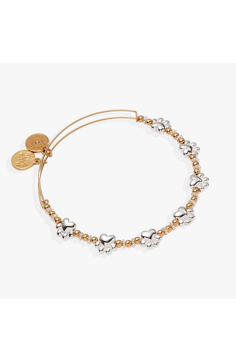 Alex and Ani Paw Print Beaded Dog Bangle, Main, color, Gold