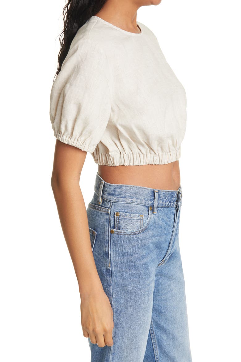 Athena Linen Crop Top, Alternate, color, NATURAL