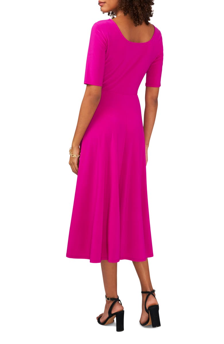 Chaus Elbow Sleeve Fit & Flare Knit Midi Dress, Alternate, color, Berry Tart