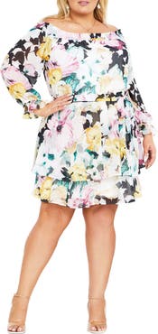 City Chic Odessa Off the Shoulder Long Sleeve Dress