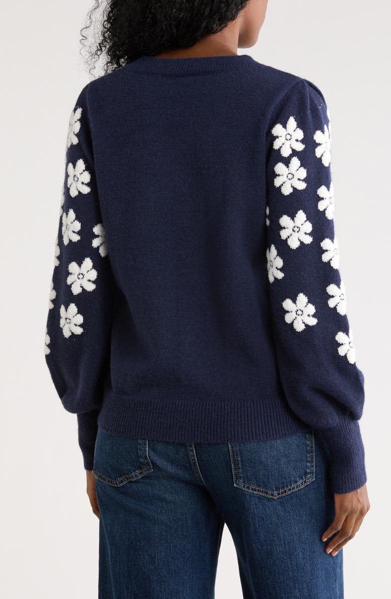 Bobeau Floral Sleeve Sweater, Alternate, color, 