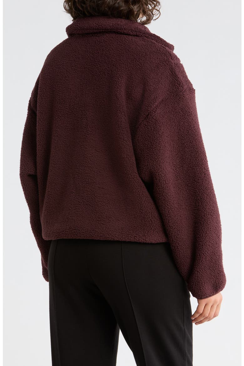 Faux Shearling Half Zip Pullover, Alternate, color, BURGUNDY FUDGE