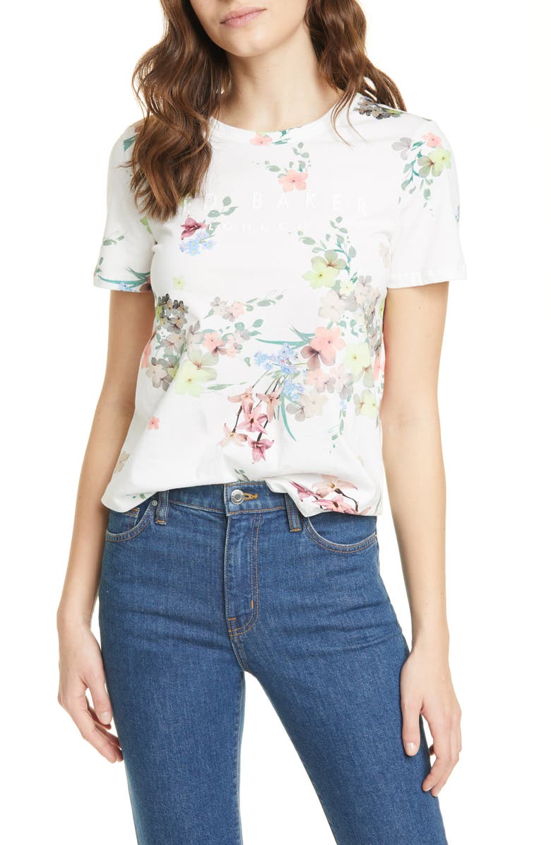 Ted Baker London Lileeyy Pergola Floral Cotton T-Shirt, Main, color,