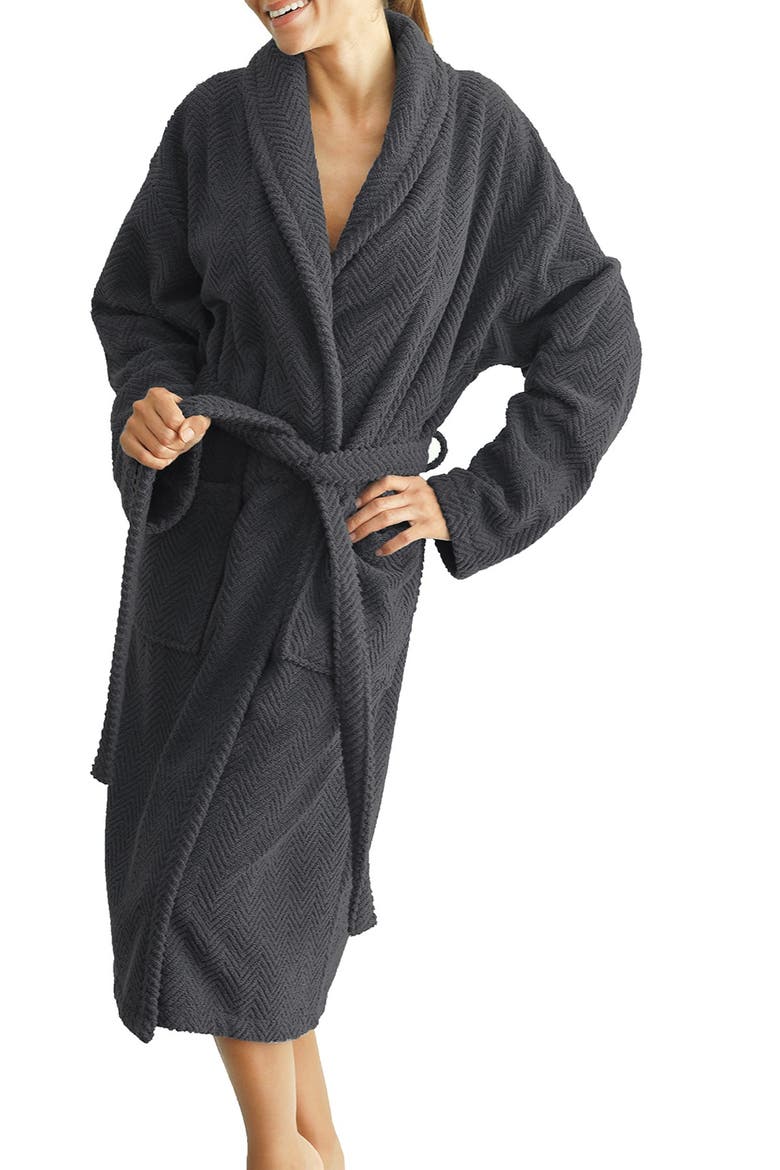 Unisex Herringbone Weave Bathrobe, Alternate, color, GRAY
