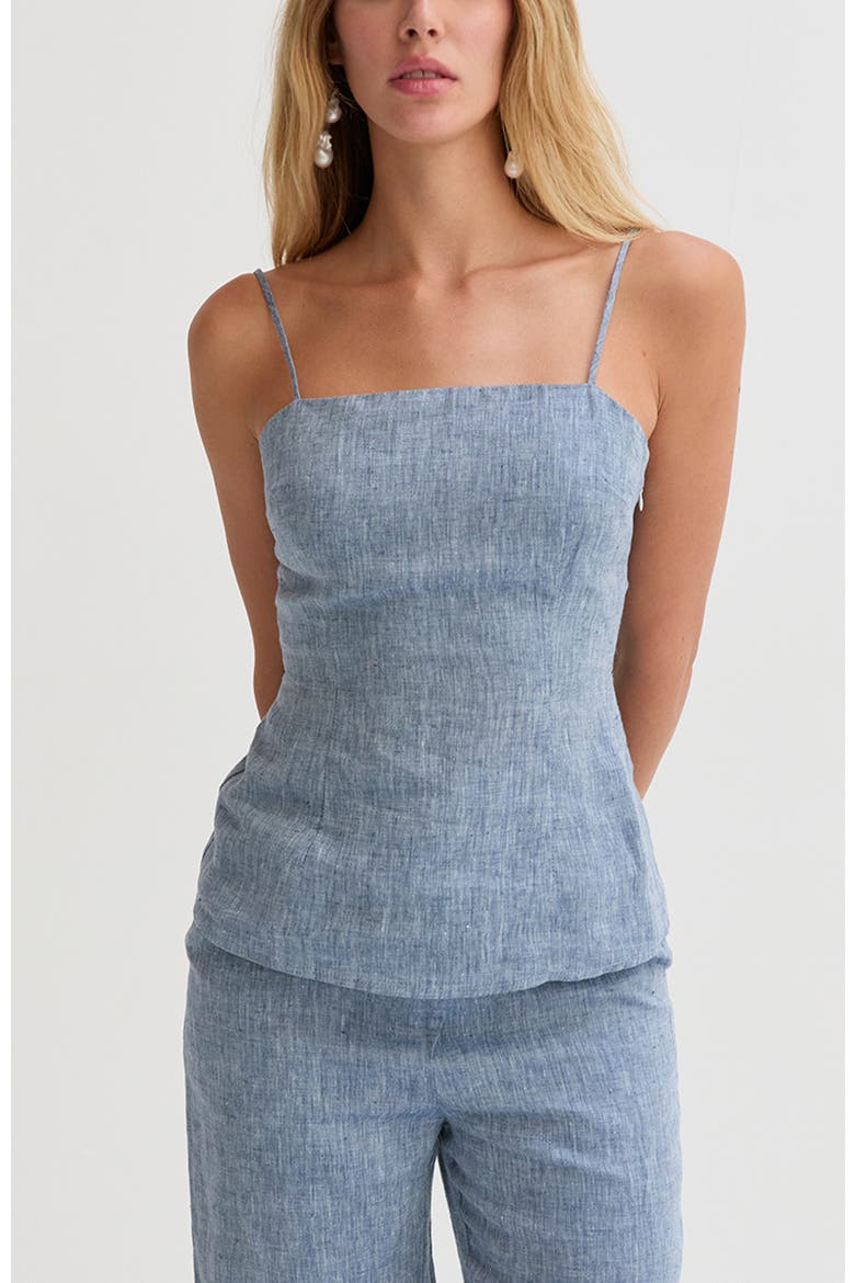 Sleeveless Linen Top, Alternate, color, Blue
