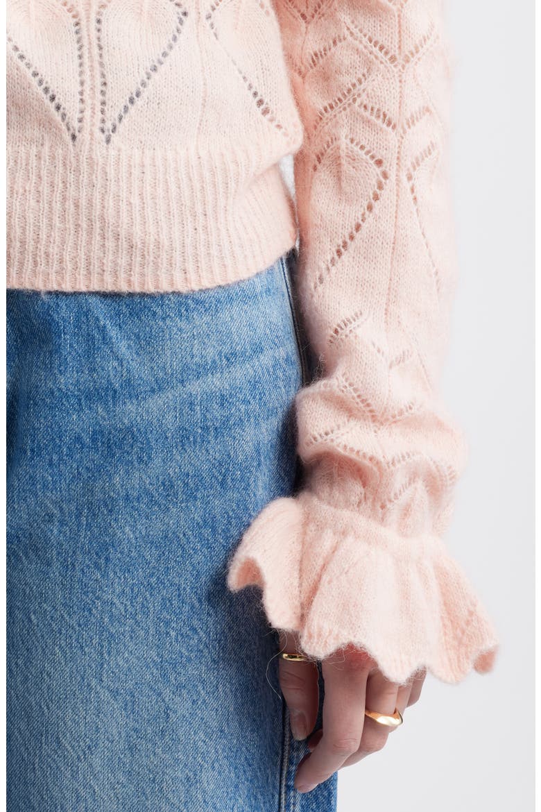 Pointelle Scallop Neck Sweater, Alternate, color, PINK LOTUS