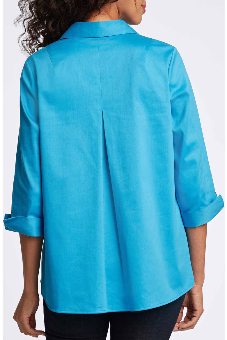 Agnes Split Cuff Popover Top, Alternate, color, TRUE BLUE