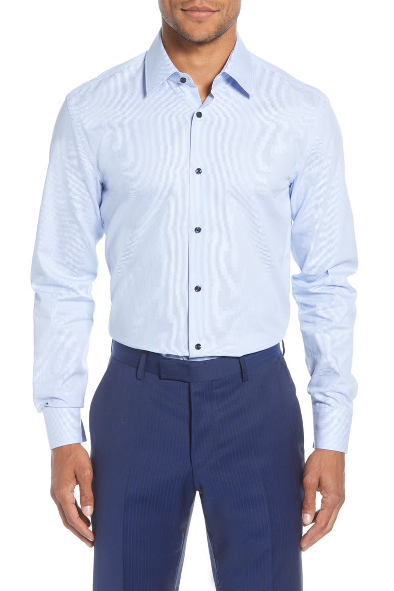Jano Slim Fit Cotton Dress Shirt, Main, color, BLUE