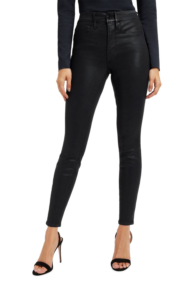 Good Legs Coated Skinny Jeans, Main, color, BLACK001