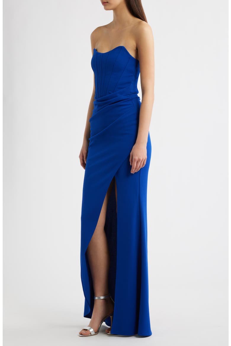 Strapless Cateye Corset Scuba Gown, Alternate, color, ROYAL