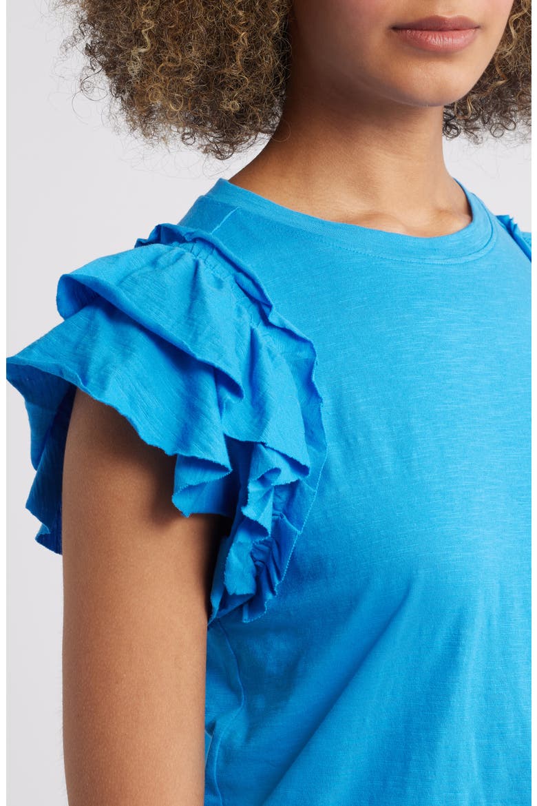 Ruffle Sleeve T-Shirt, Alternate, color, FRENCH BLUE