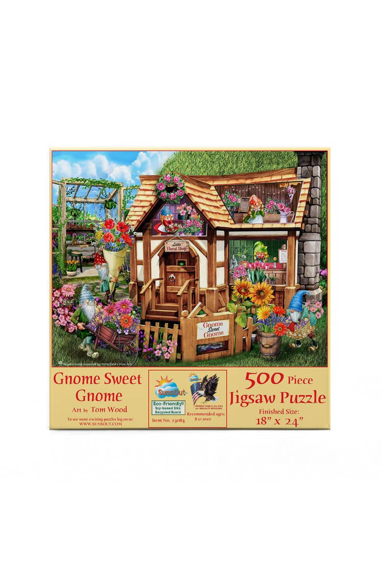 Sunsout Gnome Sweet Gnome 500 piece Jigsaw Puzzle for Adults, Alternate, color, Multicolor