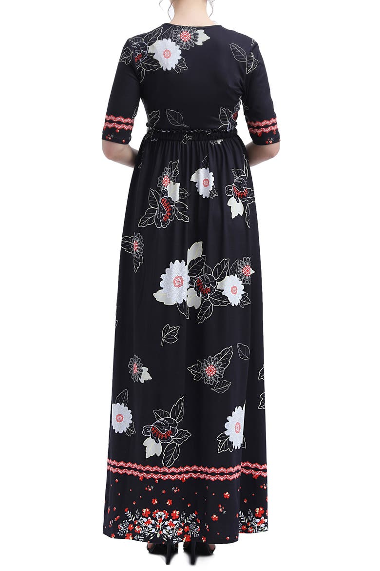 Eira V-Neck Maternity/Nursing Maxi Dress, Alternate, color, BLACK