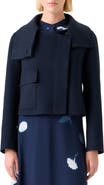 Akris Edena Cashmere Crop Jacket with Genuine Shearling Collar