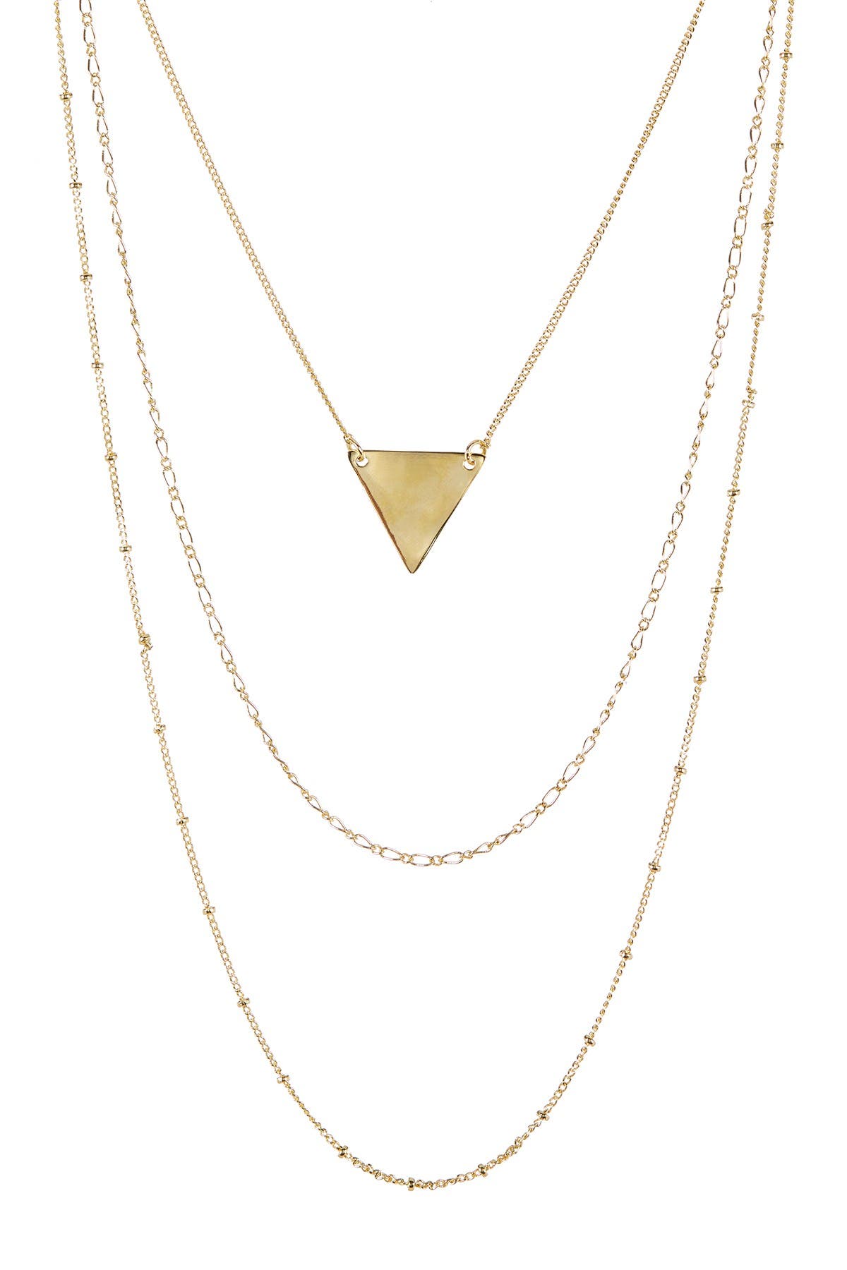 Sterling Forever Triple Chain Layered Triangle Necklace (Women ...