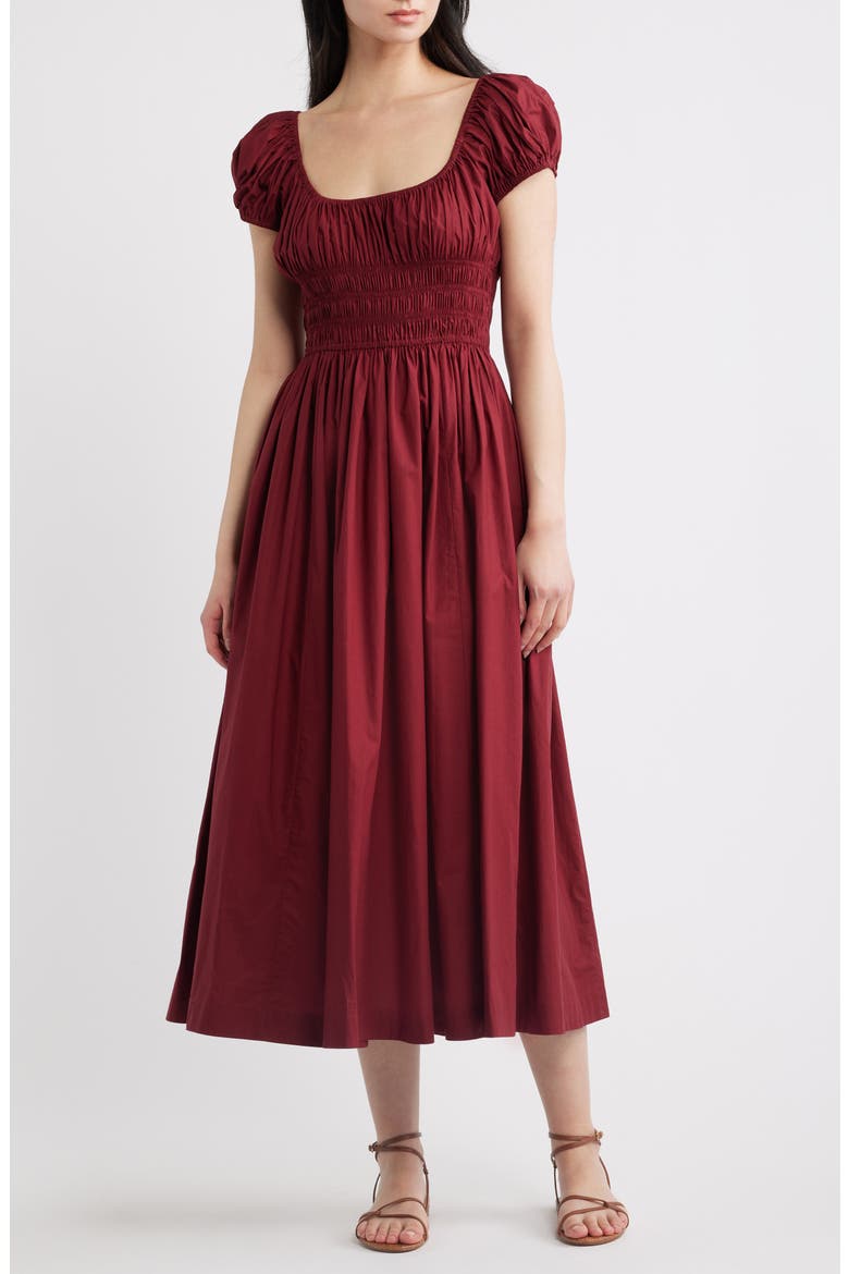 Quinley Organic Cotton Midi Dress, Main, color, DEEP RUBY