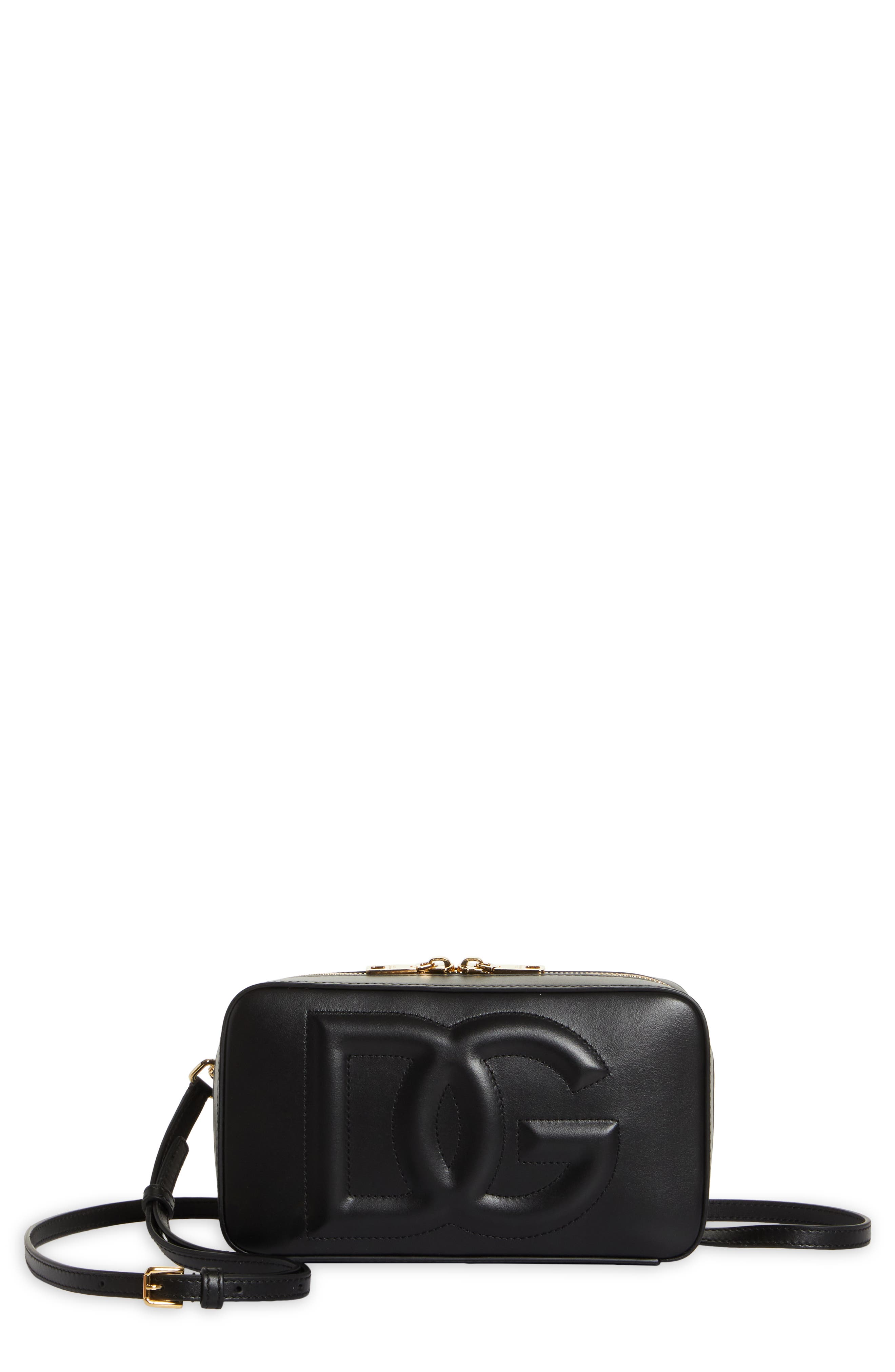 Dolce&Gabbana DG Logo Leather Camera Crossbody Bag, Main, color, 