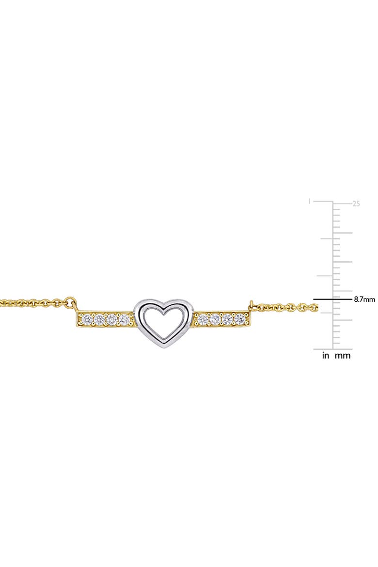 White Topaz Heart Bar Necklace 10k, Alternate, color, 10k Gold