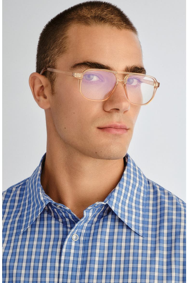 The Atticus 53mm Aviator Blue Light Blocking Reading Glasses, Alternate, color, CRYSTAL SAND