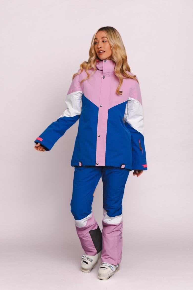 1090 Women's Ski & Snowboard Jacket, Alternate, color, Pastel Pink, White & Blue