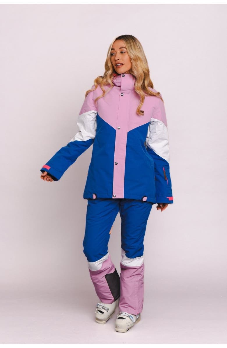 OOSC 1088 Women's Ski & Snowboard Jacket, Alternate, color, Pastel Pink, White & Blue