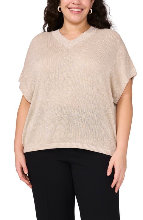 Metallic V-Neck Sweater (Plus)
