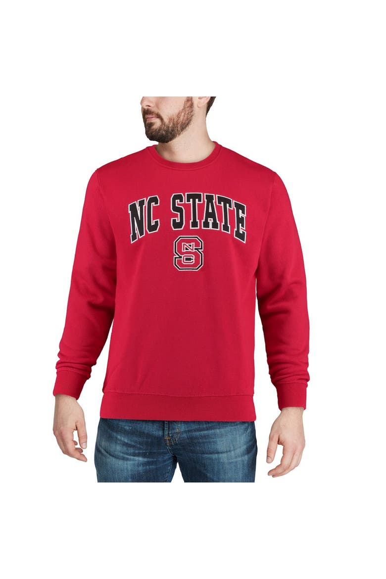 Men's Colosseum Red NC State Wolfpack Arch & Logo Crew Neck Sweatshirt, Alternate, color, Red
