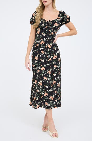 BLU PEPPER BLU PEPPER FLORAL MIDI DRESS
