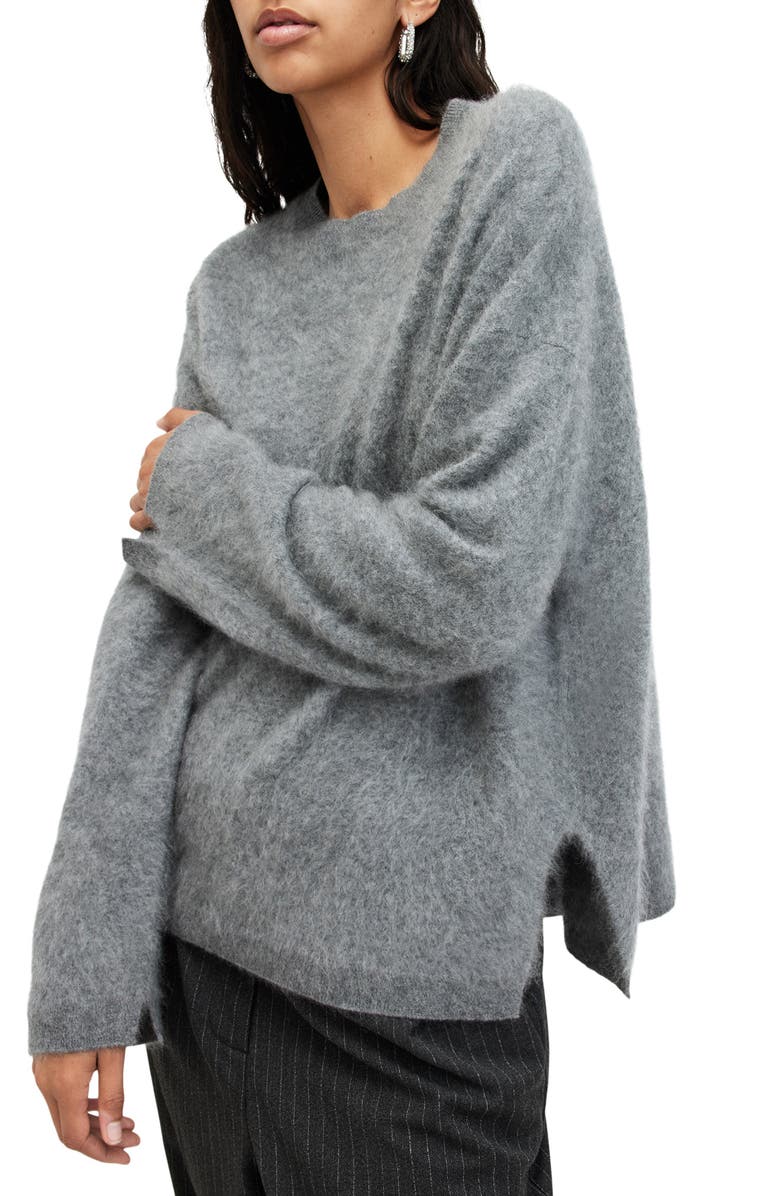 AllSaints Rebel Cashmere Crewneck Sweater, Alternate, color, Grey Marl