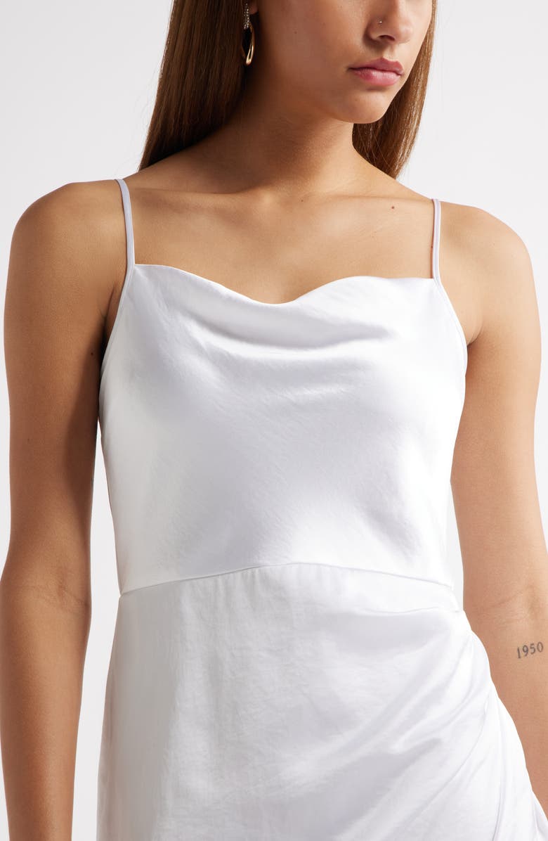 Open Edit Cowl Neck Satin Midi Dress, Alternate, color, White
