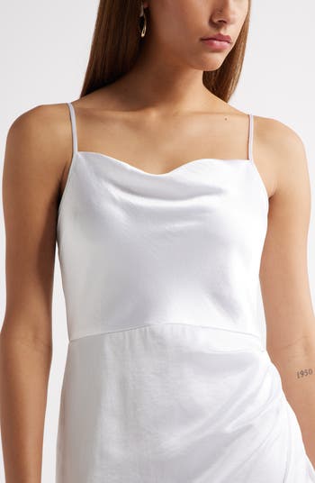 Cowl Neck Satin Midi Dress