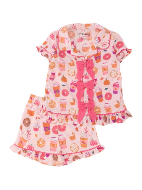 Short Sleeve Bow Ruffle Pajama Set