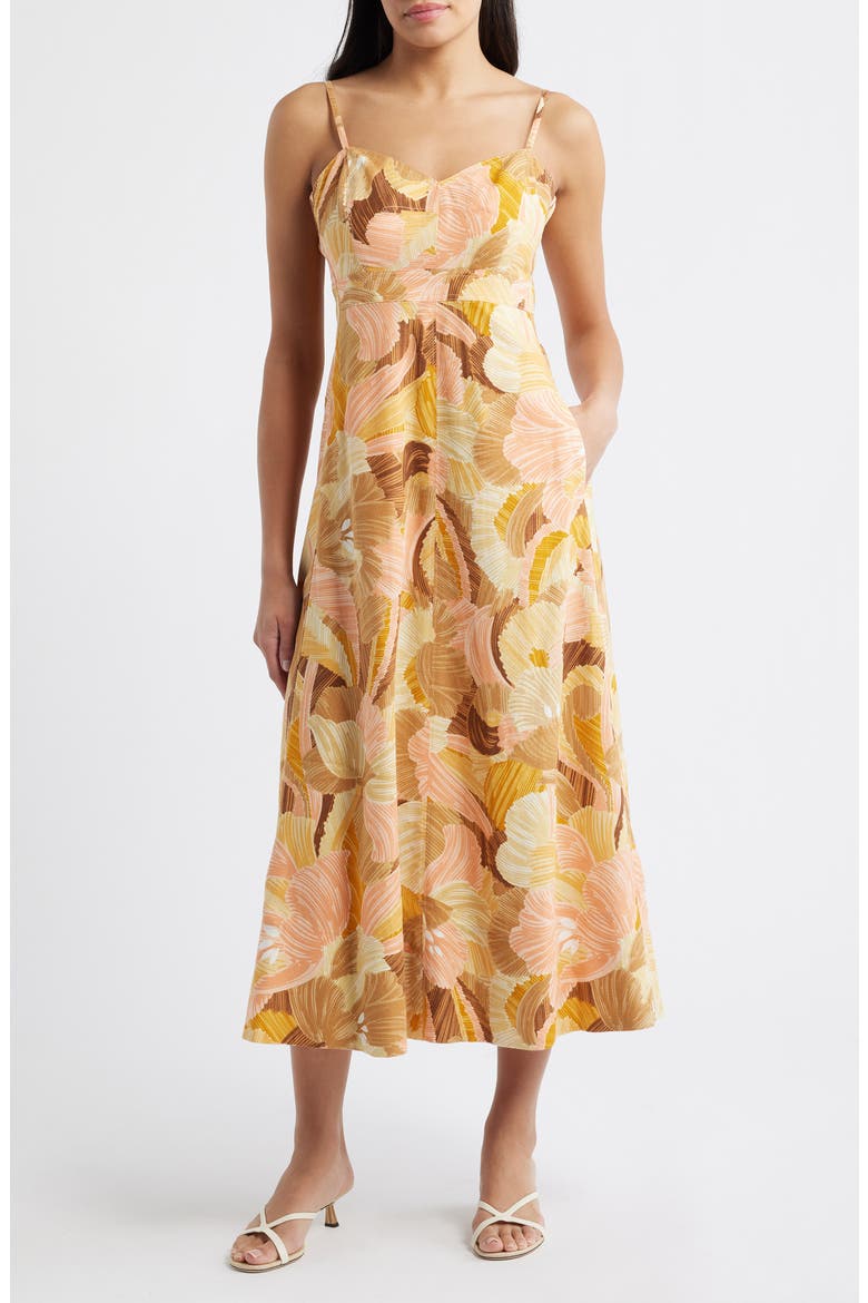 linen blend floral print midi dress Forever in Bloom Linen-Blend Midi Dress Impressions Online Boutique