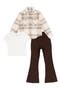 Kids' Shacket, T-shirt & Wide Leg Pants Set