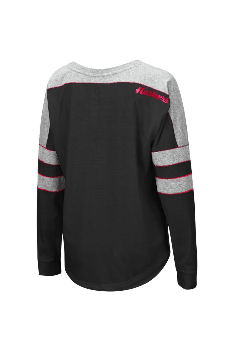 Women's Colosseum Black Nebraska Huskers Trey Dolman Long Sleeve T-Shirt, Alternate, color, Black