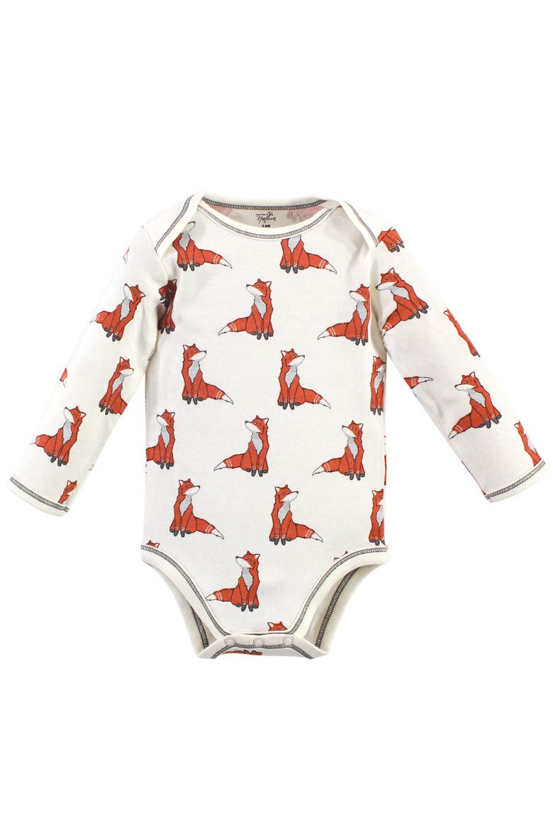 5Pk Long Sleeve Organic Bodysuits, Alternate, color, Boho Fox