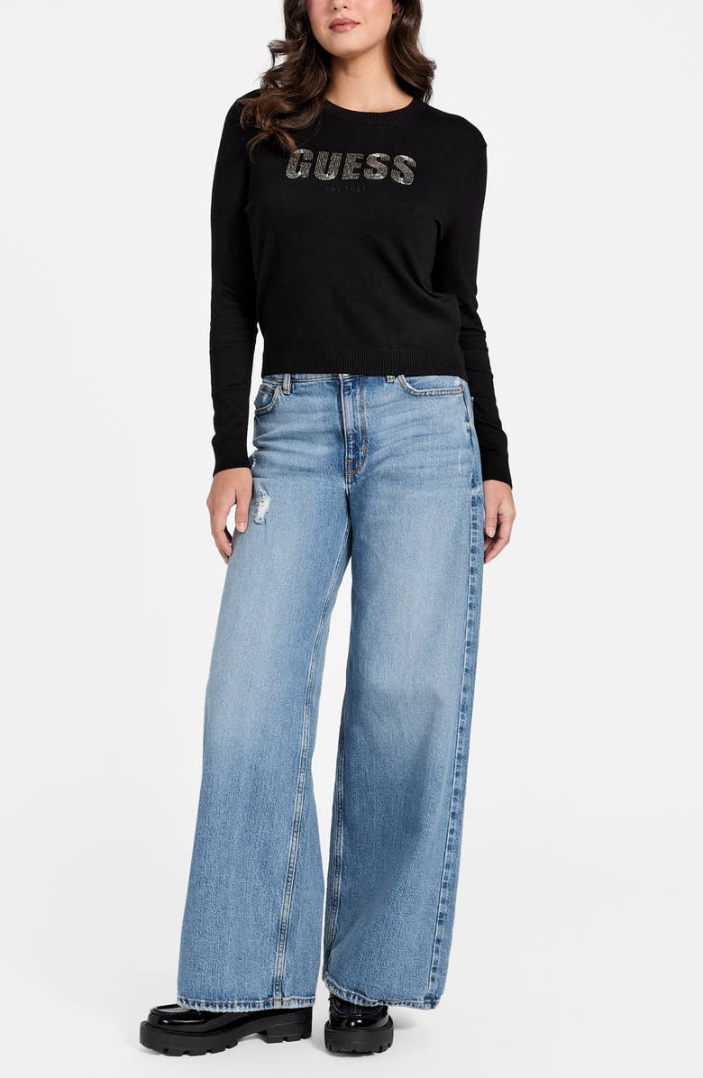 GUESS Norah Logo Sweater, Alternate, color, Jet Black-Black