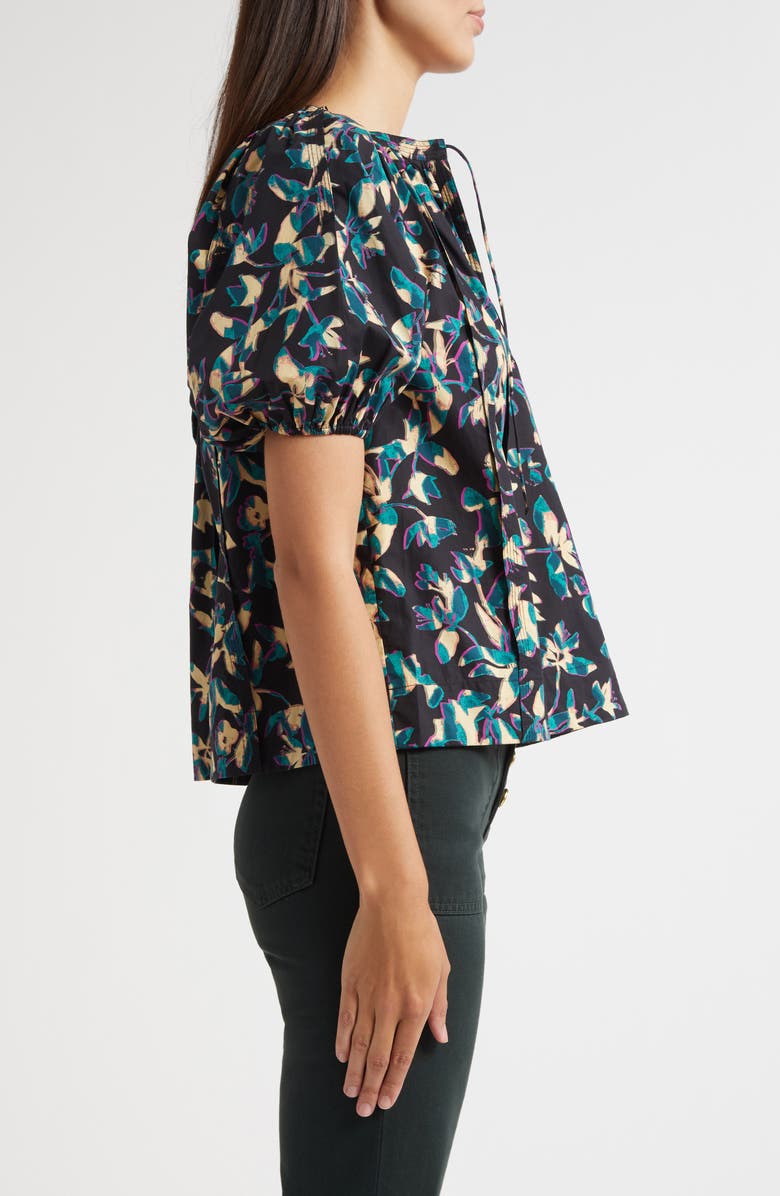 Ulla Johnson Tie Neck Puff Sleeve top, Alternate, color, Kaleidoscope