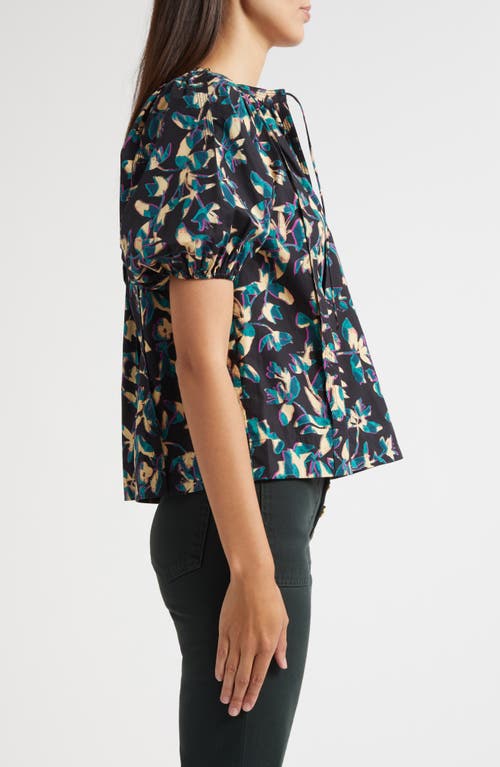 Ulla Johnson Tie Neck Puff Sleeve Top In Blue