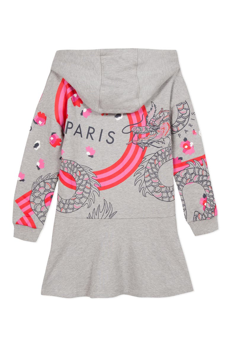Graphic Hooded Sweatshirt Dress, Alternate, color, GREY