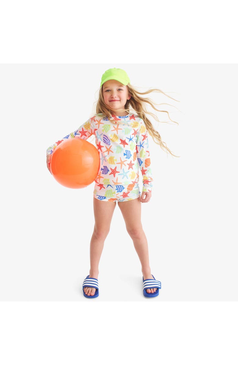 Primary Kids Swim Shortie In Under The Sea, Alternate, color, White Under The Sea