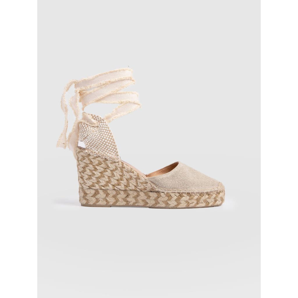 Saint + Sofia Rowe Espadrille Tie Wedges In Beige