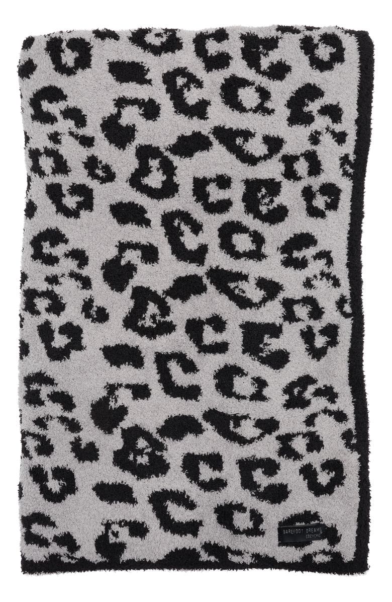 Barefoot Dreams<sup>®</sup> CozyChic<sup>®</sup> Leopard Print Throw Blanket, Alternate, color, Dove Gray/ Black
