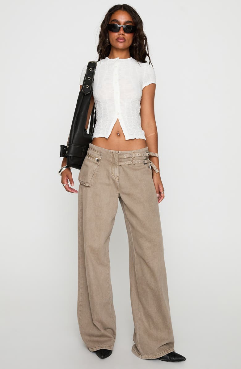 Princess Polly Suzu Textured Button-Up Top, Alternate, color, White