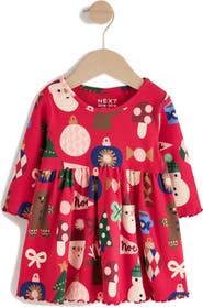 NEXT Kids' Festive Rib Jersey Dress