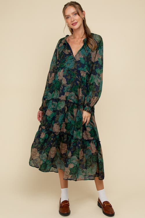 Pinkblush Floral Chiffon Ruffle Tiered Midi Dress In Multi