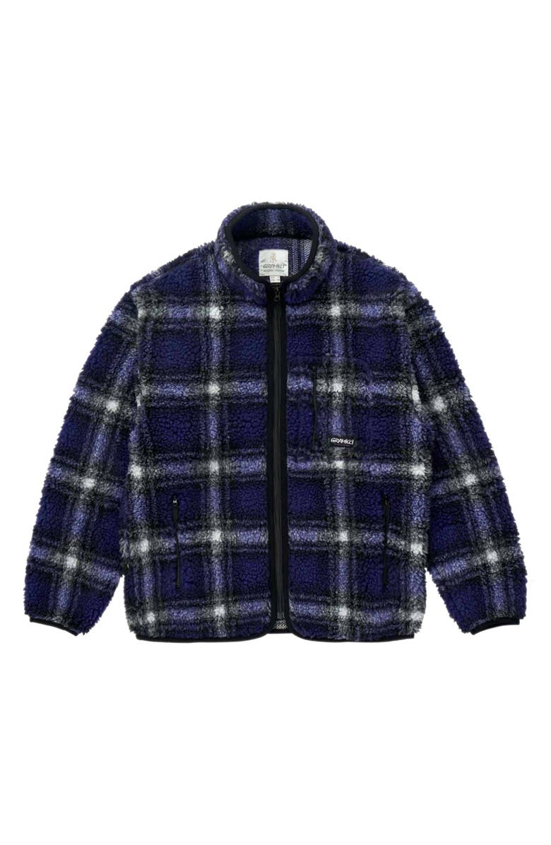 Gramicci Shadow Plaid Faux Shearling Jacket, Alternate, color, Purple Shadow Plaid